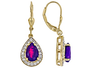 Purple Ethiopian Opal 18K Yellow Gold Over Sterling Silver Earrings 1.84ctw