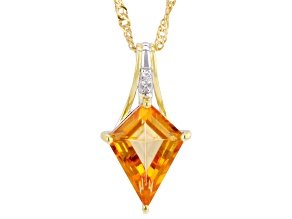 Mandarin Orange Topaz Rhodium and 18K Yellow Gold Over Silver Pendant 3.62ctw