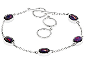Black Ethiopian Opal Rhodium Over Sterling Silver Bracelet 2.12ctw