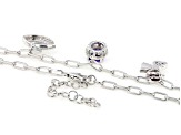 Multi-Color Multi-Stone Rhodium Over Sterling Silver Charm Necklace 2.49ctw