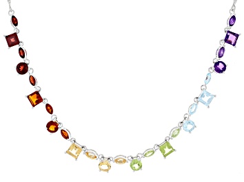 Picture of Multi-Color Multi-Stone Rhodium Over Sterling Necklace 8.59ctw