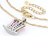 Lab Created Ruby Rhodium & 18K Yellow Gold Over Sterling Silver Pendant With Chain 1.06ctw