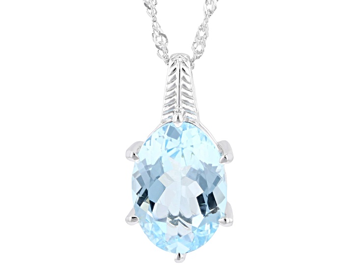 Sky Blue Topaz Rhodium Over Sterling Silver Pendant With Chain 6.20ct ...