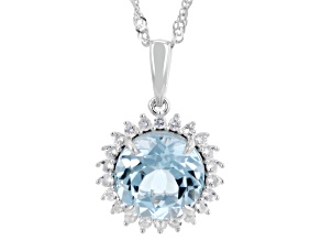 Sky Blue Topaz Rhodium Over Sterling Silver Pendant With Chain 4.03ctw