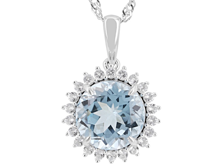 Sky Blue Topaz Rhodium Over Sterling Silver Pendant With Chain 4.03ctw
