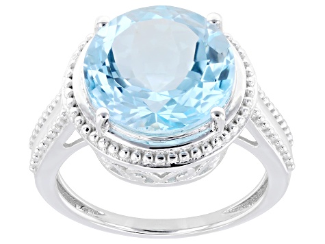 Sky Blue Topaz Rhodium Over Sterling Silver Ring 6.61ct