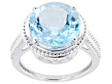 Sky Blue Topaz Rhodium Over Sterling Silver Ring 6.61ct