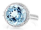 Sky Blue Topaz Rhodium Over Sterling Silver Ring 6.61ct