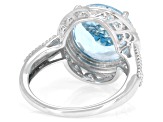 Sky Blue Topaz Rhodium Over Sterling Silver Ring 6.61ct