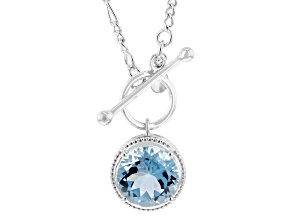 Sky Blue Topaz Rhodium Over Sterling Silver Pendant And Chain 6.61ct