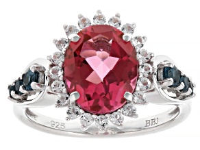 Pink Topaz Rhodium Over Sterling Silver Ring 3.41ctw