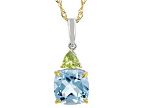 Sky Blue Topaz Rhodium Over Sterling Silver Two Tone Pendant And Chain 4.44ctw