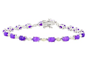 Ethiopian Opal Rhodium Over Sterling Silver Bracelet  5.51ctw