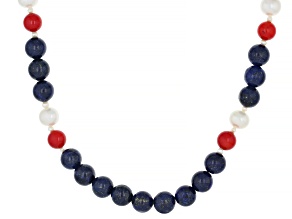 Lapis Lazuli Rhodium Over Sterling Silver Necklace