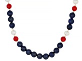 Lapis Lazuli Rhodium Over Sterling Silver Necklace