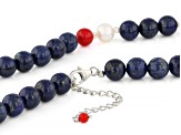 Lapis Lazuli Rhodium Over Sterling Silver Necklace