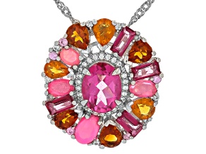 Pink Topaz Platinum Over Sterling Silver Pendant With Chain 5.06ctw