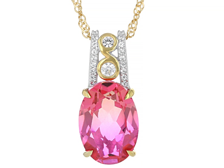 Sunset Quartz Doublet Rhodium & 18K Yellow Gold Over Silver Pendant With Chain 5.31ctw