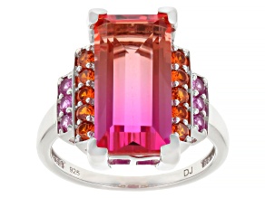 Sunset Quartz Doublet Rhodium Over Sterling Silver Ring 6.56ctw