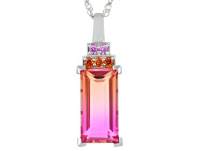 Sunset Quartz Doublet Rhodium Over Sterling Silver Pendant With Chain 5.97ctw