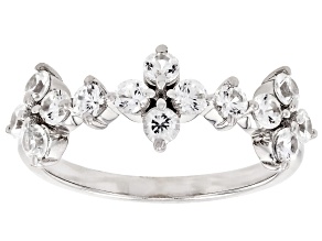 White Zircon Rhodium Over Sterling Silver Clover Ring 1.13ctw