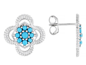 Blue Sleeping Beauty Turquoise Rhodium Over Sterling Silver Clover Earrings