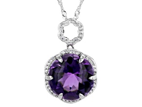 Purple Canela Amethyst Rhodium over Sterling Silver Pendant with Chain 7.47ctw