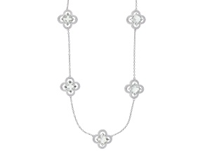 Green Prasiolite Rhodium Over Sterling Silver Clover Necklace 6.37ctw