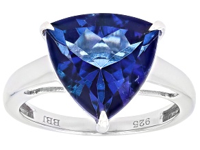 Blue Topaz Rhodium Over Sterling Silver Solitaire Ring 6.30ct