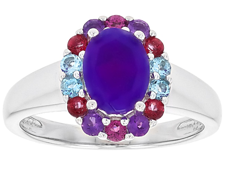 Ethiopian Opal Rhodium Over Sterling Silver Ring 1.03ctw