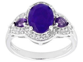 Purple Ethiopian Opal Rhodium Over Silver Ring 1.52ctw
