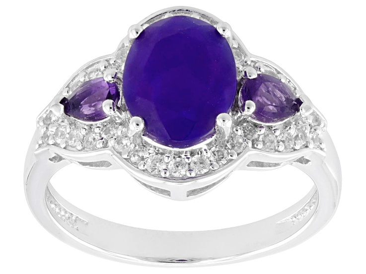 Purple Ethiopian Opal Rhodium Over Silver Ring 1.52ctw