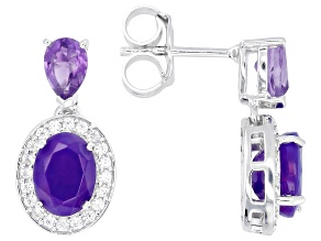 Purple Ethiopian Opal Rhodium over Sterling Silver Earrings 2.54ctw