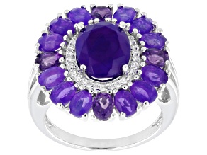 Purple Ethiopian Opal Rhodium over Sterling Silver Ring 3.01ctw
