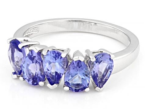Blue Tanzanite Rhodium Over Sterling Silver Ring 1.55ctw - RST136