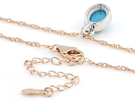 Sleeping Beauty Turquoise Rhodium &18K Rose Gold Over Silver