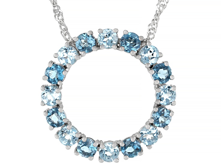 Swiss Blue Topaz Rhodium Over Sterling Silver Pendant with Chain 2 ...