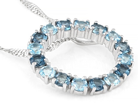Swiss Blue Topaz Rhodium Over Sterling Silver Pendant with Chain 2 ...