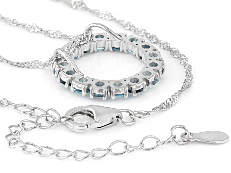 Swiss Blue Topaz Rhodium Over Sterling Silver Pendant with Chain 2 ...