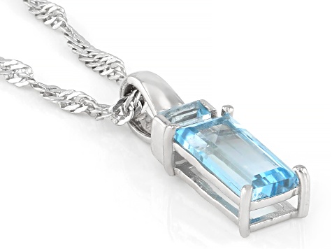 Swiss Blue Topaz Rhodium Over Sterling Silver Pendant with Chain 0 ...