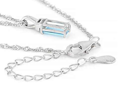 Swiss Blue Topaz Rhodium Over Sterling Silver Pendant with Chain 0 ...