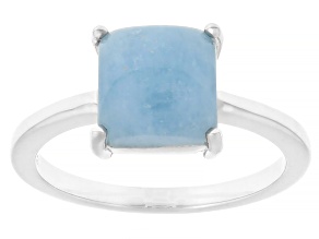 Dreamy Aquamarine Rhodium Over Sterling Silver Ring