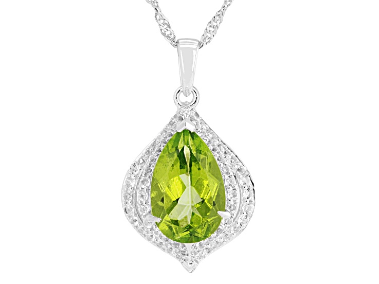 Meadow Green Topaz & White Topaz Rhodium Over Sterling Silver Pendant With Chain 4.97ctw