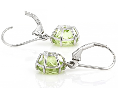 Meadow Green Topaz Rhodium Over Sterling Silver Earrings 6.30ctw