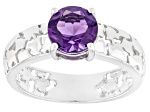 Purple Amethyst Rhodium Over Sterling Silver Cobblestone Ring 0.97ct