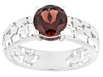 Red Garnet Rhodium Over Sterling Silver Cobblestone Ring 1.36ct