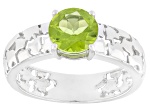 Green Peridot Rhodium Over Sterling Silver Cobblestone Ring 1.06ct