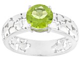 Green Peridot Rhodium Over Sterling Silver Cobblestone Ring 1.06ct