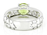 Green Peridot Rhodium Over Sterling Silver Cobblestone Ring 1.06ct