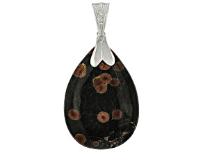 Peanut Obsidian Rhodium Over Sterling Silver Enhancer Pendant